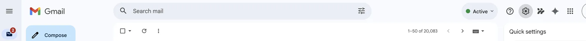 The Gmail Settings gear icon in the top right, used to open settings